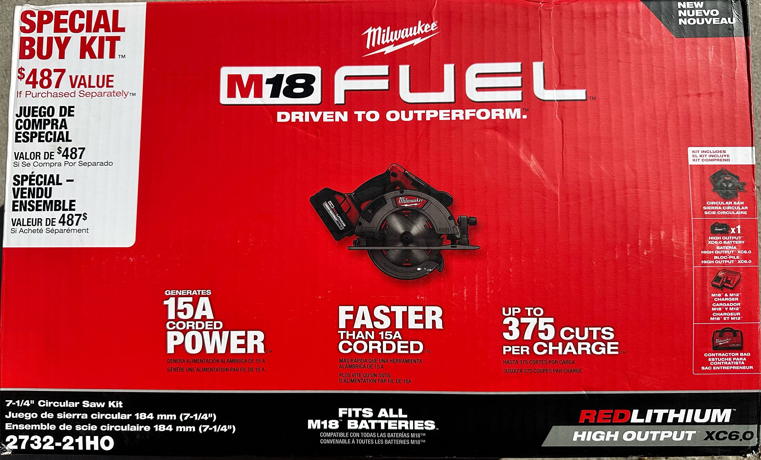 Milwaukee M18 FUEL 18 V 6 amps 7-1/4 in. Cordless Brushless Circular Saw Kit (Battery & Charger)